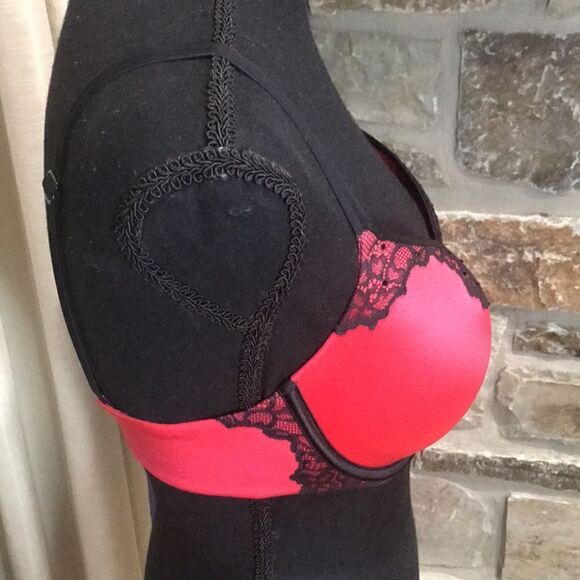 Victoria’s Secret Womenswear Push-Up Bra, 32DD, Pink/Red & Black - Picture 3 of 5